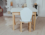 Набір стіл з відкидною столешнею та стул з фігурною спинкою білого кольору, для дітей (зріст 116-130см), фото 2