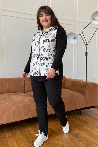 Трикотажний спортивний костюм батал кофта з капюшоном і штани, фото 2