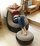 Крісло надувне з пуфом-підставкою для ніг AIR SOFA 9233, чорно-сіре, фото 4