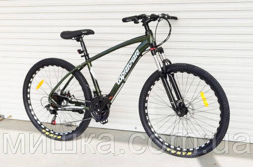Велосипед  алюмінієвий на пром-підшипникахTopRider-777 колеса 27,5", рама 17", хакі + крила у подарунок, фото 1