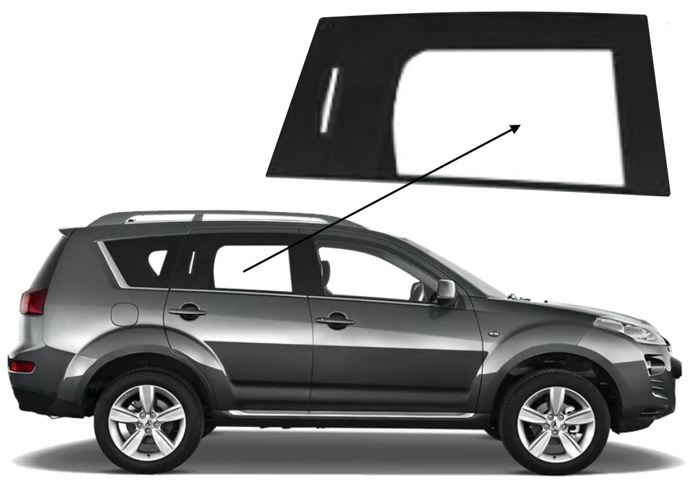 Бічне скло Peugeot 4007 2007-2012 задніх дверей праве, фото 1