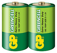 Батарейка солевая GP Greencell 13G-S2 R20 D (большой бочонок) 1.5V трей 2шт/уп