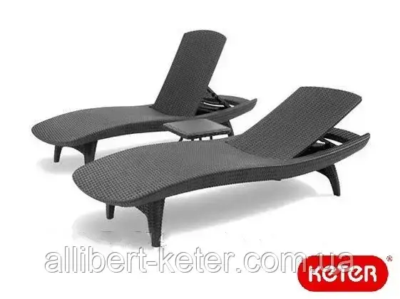 Шезлонг Keter Pacific Set With Table Graphite (графит) из искусственного ротанга - фото 4 - id-p2111209274