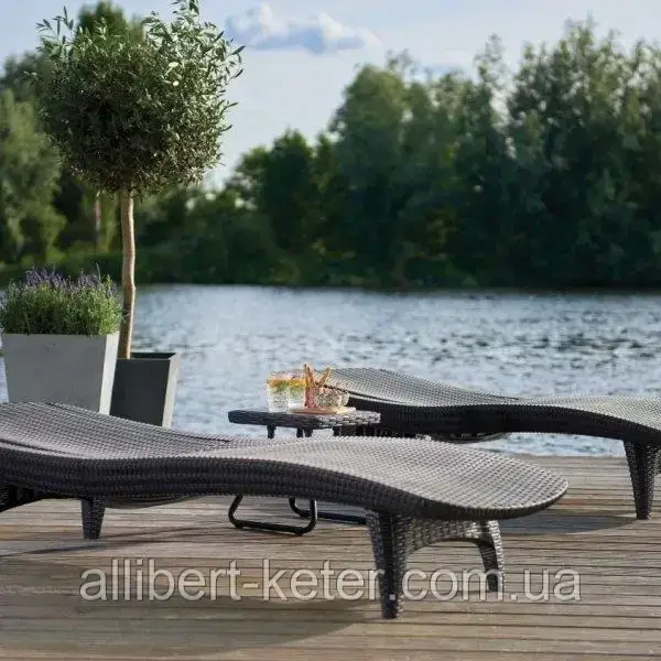 Шезлонг Keter Pacific Set With Table Graphite (графит) из искусственного ротанга - фото 7 - id-p2111209274