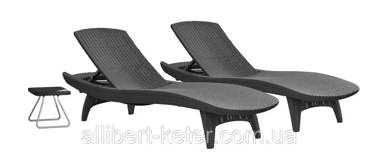 Шезлонг Keter Pacific Set With Table Graphite (графит) из искусственного ротанга - фото 9 - id-p2111209274