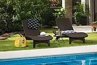 Шезлонг Keter Pacific Set With Table Brown (коричневый) из искусственного ротанга