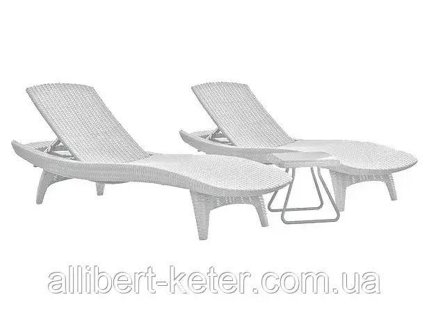 Шезлонг Keter Pacific Set With Table White (белый) из искусственного ротанга - фото 4 - id-p2111209277