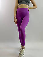 Женские леггинсы спортивные с высокой посадкой размер S фиолетовые лосины для фитнеса с эффектом пуш ап