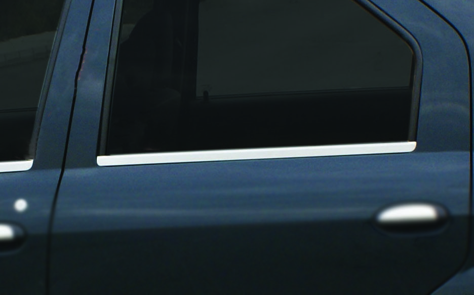Окантовка окон (4 шт, нерж.) Carmos - Турецкая сталь для Renault Logan I 2005-2008 гг - фото 1 - id-p2111212545