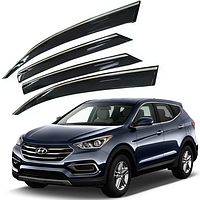 Дефлектор Окон Hyundai Santa Fe 2018-> (скотч) TopVisor c хром молдингом