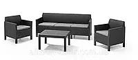 Комплект садових меблів зі штучного ротангу ORLANDO SET WITH 3 SEAT SOFA графіт ( Allibert )