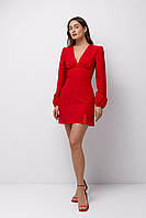 Коктейльное красное женское платье мини с разрезом 42, 44, 46, 48