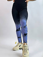 Женские леггинсы спортивные мраморные с пуш ап эффектом разсер S фиолетовые лосины для фитнеса высокая посадка