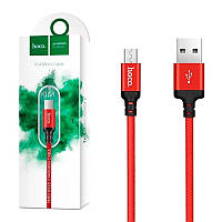 Кабель зарядный USB-Micro Hoco X14 (2.4А, 1м) черно-красный