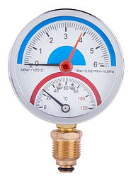 Термоманометр вертикальний SD Plus Ø80мм 1/2 1/2 120ºC 6 бар SD1726B