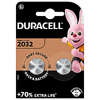 Батарейка литиевая дисковая Duracell CR2032-DSN-U2 Lithium 3V блистер 2шт/уп