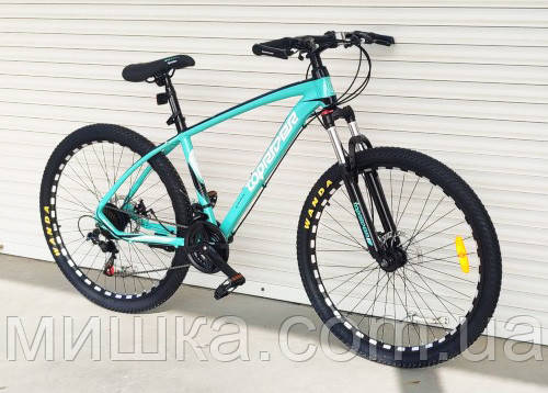 Велосипед  алюмінієвий на пром-підшипникахTopRider-777 колеса 27,5", рама 17", аква + крила у подарунок