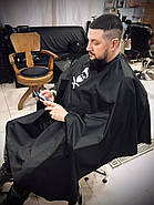 Пеньюар перукарський з вашим Логотипом 25 см, з отворами для рук Vsetex Чорний | Накидка для клієнта, фото 2