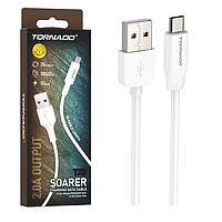 Кабель зарядный USB-Micro Tornado TX8 (2.4A, 1м) белый