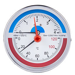 Термоманометр накладний SD Plus Ø80мм 1/2 120ºC 10 бар SD1734B