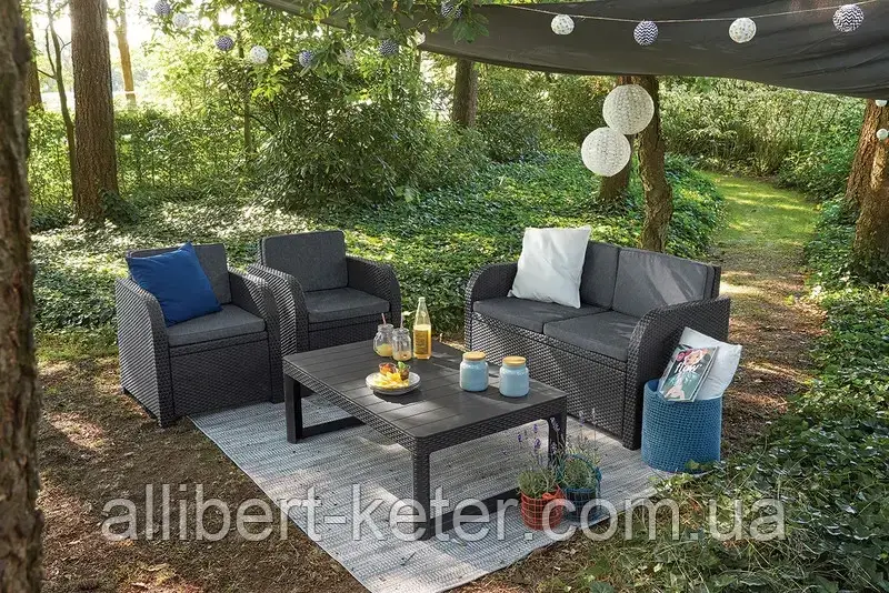 Комплект садових меблів Allibert Orlando Set + Lyon Wicker Table ( Keter Orlando Set ) для будинку, саду, кафе