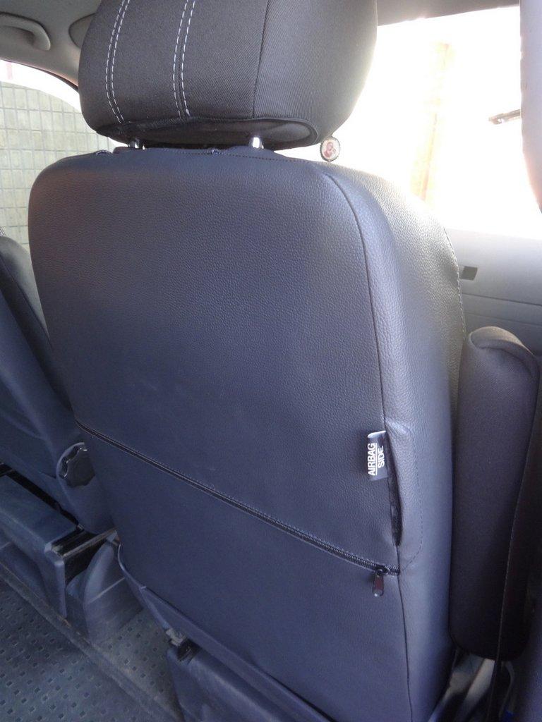 Авточехлы (кожзам и ткань, Premium) Полный салон и передние (1 и 1) для Volkswagen T5 Caravelle 2004-2010 гг - фото 10 - id-p2111219169