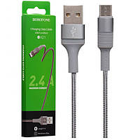 Кабель зарядний USB-Micro Borofone BX21 (2.4A, 1м) сірий