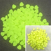 Намисто Finding Серце пласке Лимонні світиться в темряві 10 мм Ціна за 50 шт