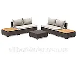 Комплект садових меблів Allibert Sapporo Wood Lounge Set ( Keter Sapporo Set ) штучний ротанг, фото 2