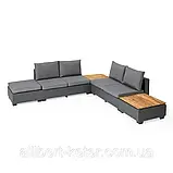 Комплект садових меблів Allibert Sapporo Wood Lounge Set ( Keter Sapporo Set ) штучний ротанг, фото 4