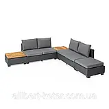 Комплект садових меблів Allibert Sapporo Wood Lounge Set ( Keter Sapporo Set ) штучний ротанг, фото 5