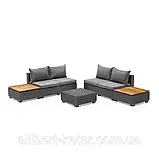 Комплект садових меблів Allibert Sapporo Wood Lounge Set ( Keter Sapporo Set ) штучний ротанг, фото 8