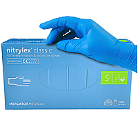 Перчатки медицинские одноразовые Nitrylex Classic (S) синие 50пар/уп