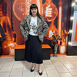 Спідниця міді плісирована на резинці великий розмір 56 чорна, фото 5