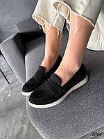 Туфли лоферы женские Salivi черные натуральная замша
