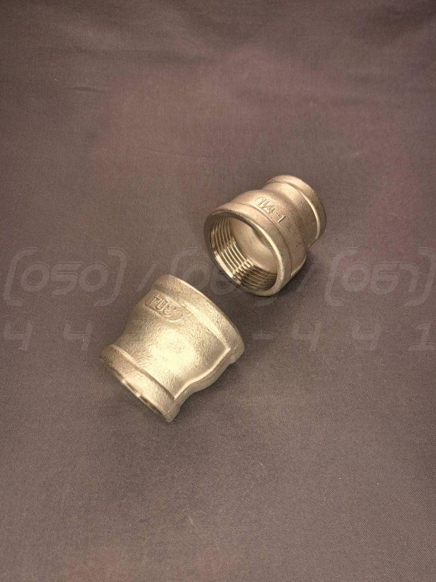 Муфта перехідна різьбова нержавіюча DN32x25 (1 1/4"х1") н/ж сталь AISI 304, Class 150 BSPP, фото 1