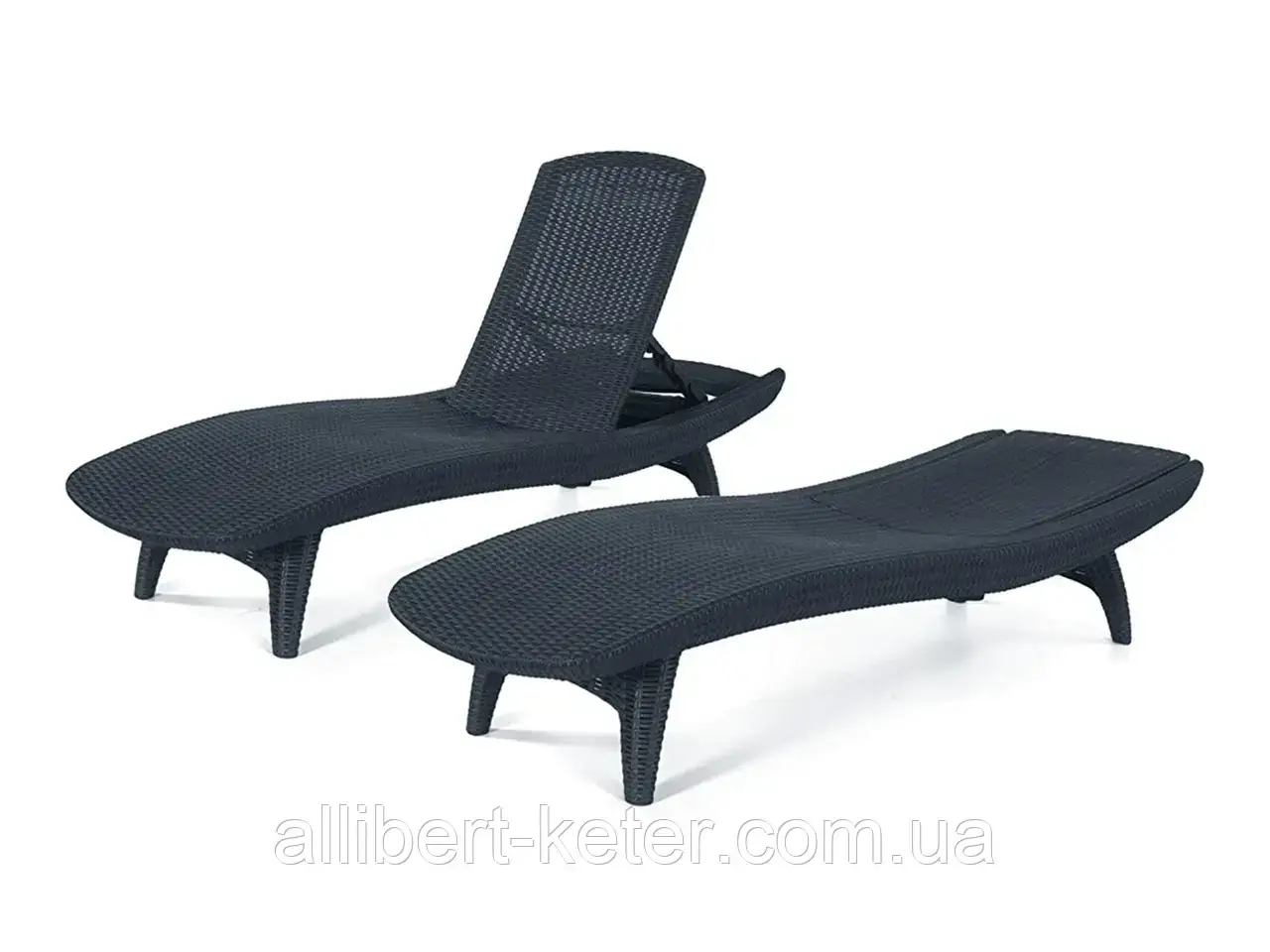 Шезлонг Keter Pacific Sun Lounger 2 Pack Graphite (графит) из искусственного ротанга - фото 6 - id-p2111209981