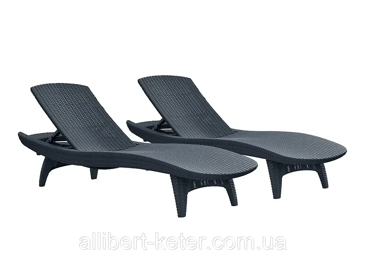 Шезлонг Keter Pacific Sun Lounger 2 Pack Graphite (графит) из искусственного ротанга - фото 9 - id-p2111209981