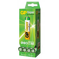 Батарейка щелочная GP Super Alkaline 24А-2DP40 LR3 AAA (минипальчиковая) 1.5V бокс навесной 4шт/уп