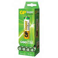 Батарейка щелочная GP Super Alkaline 15А-2DP40 LR6 AA (пальчиковая) 1.5V бокс навесной 4шт/уп