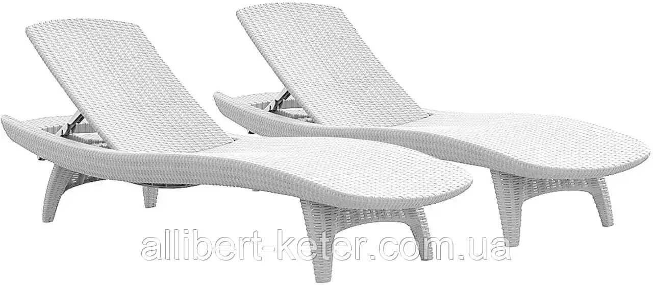 Шезлонг Keter Pacific Sun Lounger 2 Pack White (белый) из искусственного ротанга - фото 1 - id-p2111209982