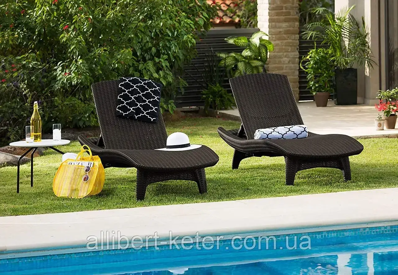 Шезлонг Keter Pacific Sun Lounger 2 Pack Brown (коричневый) из искусственного ротанга - фото 10 - id-p2111209983