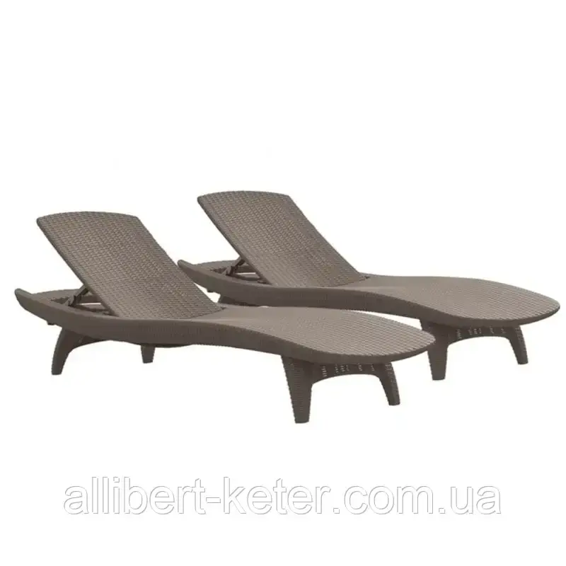 Шезлонг Keter Pacific Sun Lounger 2 Pack Cappuccino (капучино) из искусственного ротанга - фото 1 - id-p2111209984