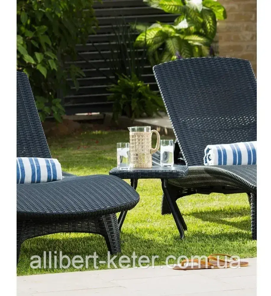 Шезлонг - лежак Keter Pacific Set With Table Sun Lounger - фото 9 - id-p2111209989