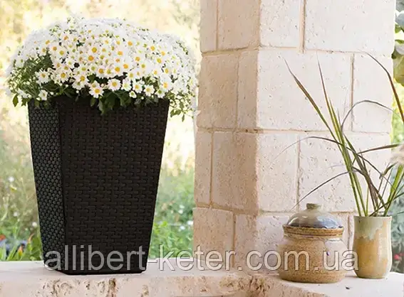 Прямокутний горщик RATTAN PLANTER M 55,4L темно-коричневий (Keter) - фото 3 - id-p2111200642