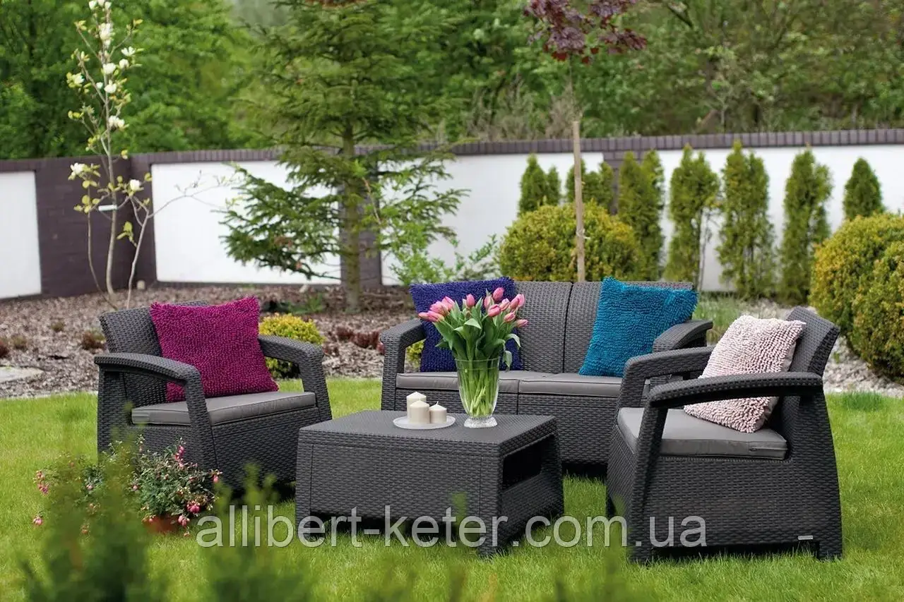 Комплект садових меблів Allibert by Keter Corfu Set Graphite ( графіт ) ( Keter Corfu Set )