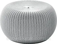 Пуф Keter Knit ( Cozy ) Single Seat Cloudy Grey ( светло - серый ) из искусственного ротанга