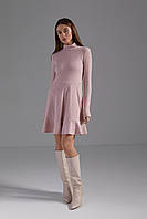 Красивое романтичное розовое платье мини А-силуэта с воротником под шею 42, 44, 46, 48