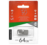 Флешка (флеш-накопичувач) 64GB T&G 104 Metal series (USB-Type C) Silver