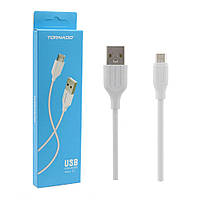 Кабель зарядный USB-Micro Tornado C-1 (2.1А, 1.2м) белый